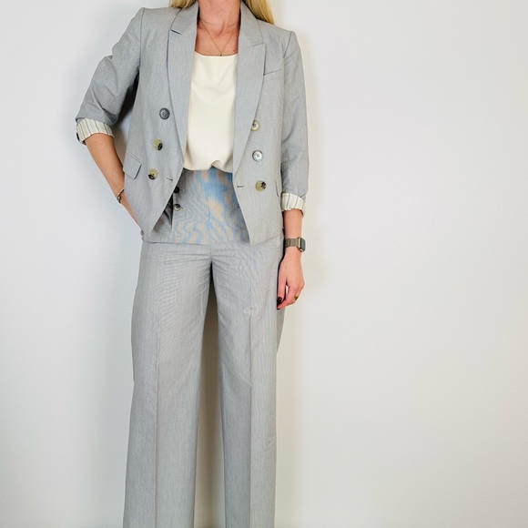 Kenzo double breasted blazer and wide leg pants striped 100% cotton suit - Picture 5 of 16